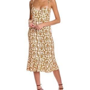 Floral Midi Dress in Brown and White